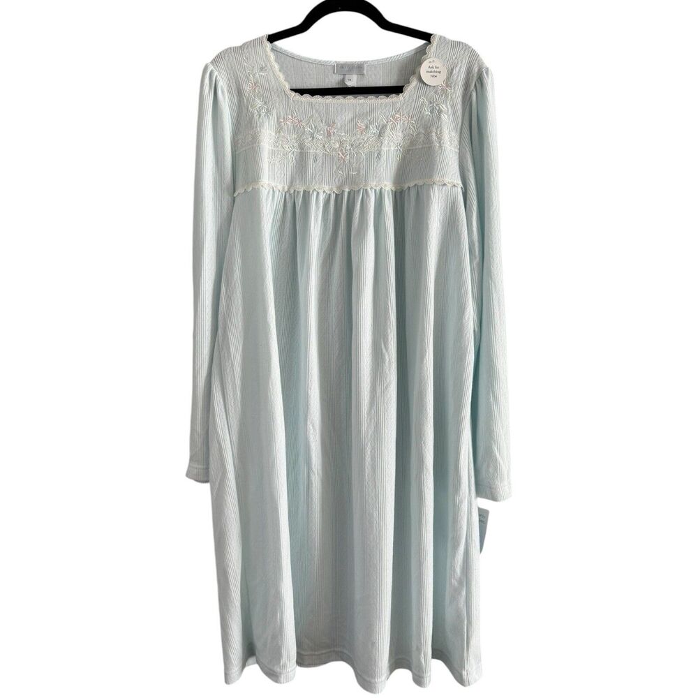NWT Heavenly Bodies Light Blue Cottagecore Long Sleeve Women’s Nightgown Size 1X